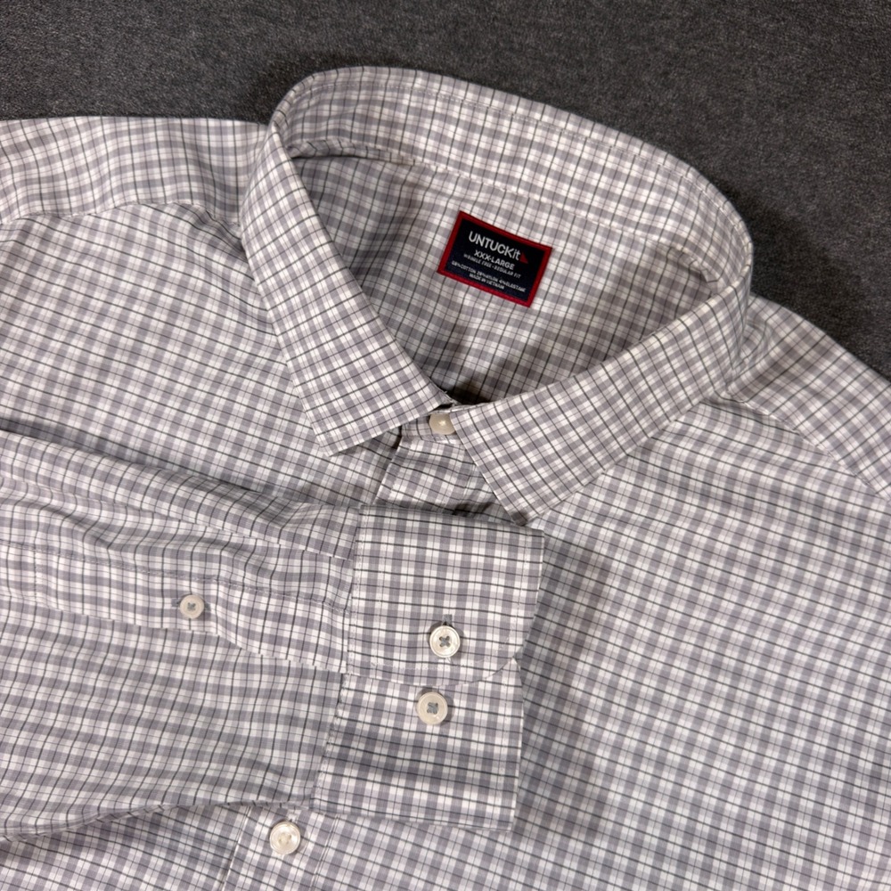 UNTUCKit Button Down Shirt Mens XXXL Gray Plaid Wrinkle Free Performance Regular